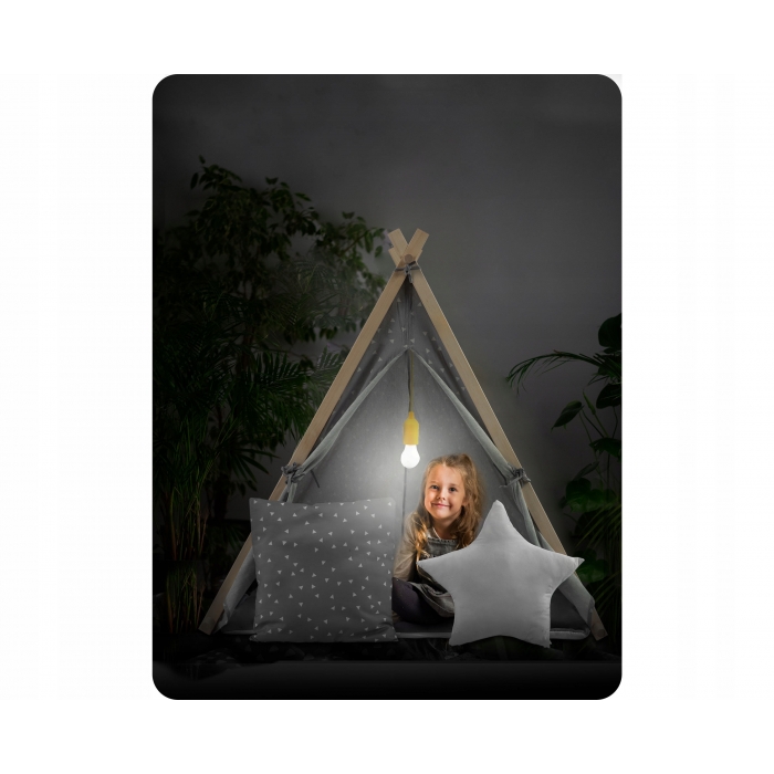 Cort de joacă pentru copii cu lampă și 2 pernițe Nukido 107 x 116 x 110 cm - Gri - Image 5