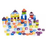 Set educațional cu blocuri din lemn, 108 piese, Ecotoys ME434