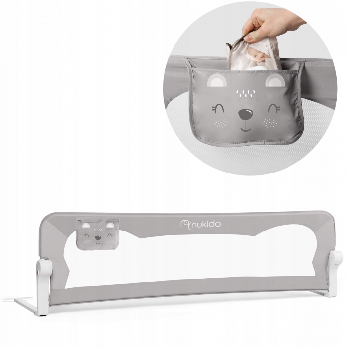 Barieră de protecție pentru pat 180 x 35 x 42 cm Nukido 722400 - Gri - Image 2