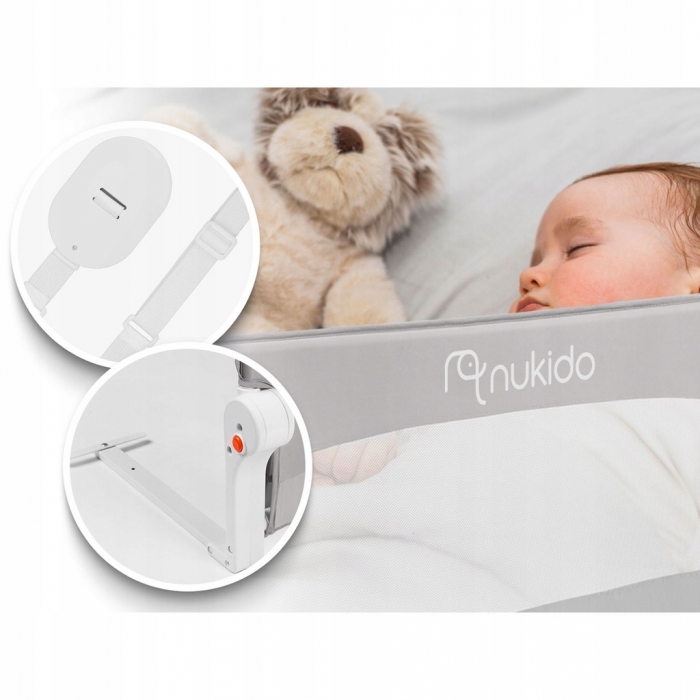 Barieră de protecție pentru pat 180 x 35 x 42 cm Nukido 722400 - Gri - Image 4