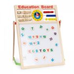 Tablă educațională din lemn cu două fețe și accesorii Ecotoys MB552