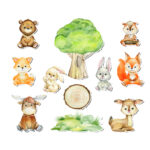 Autocolant autoadeziv rezistent la apă Animale în Pădure