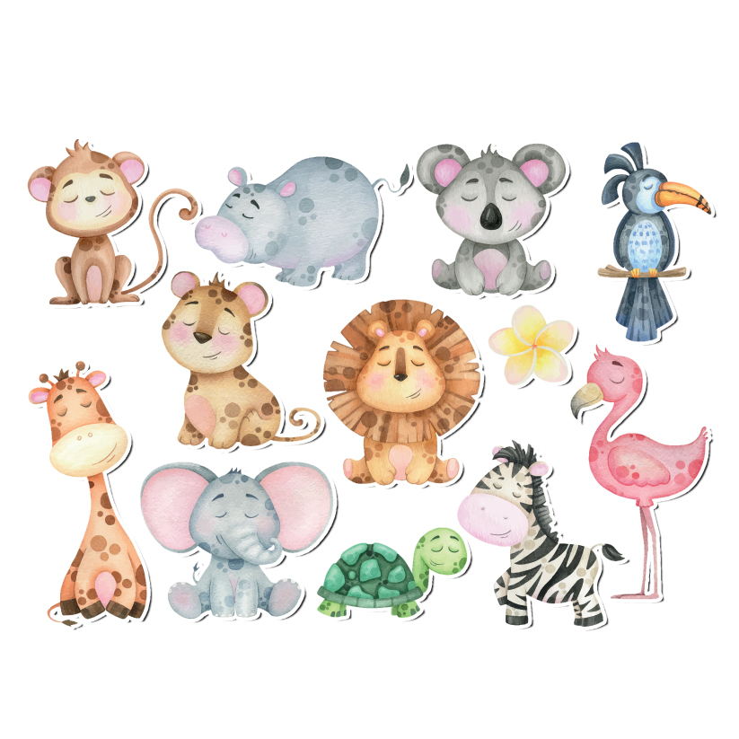 Autocolant autoadeziv rezistent la apă Animale în Junglă