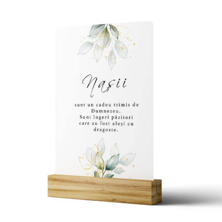 Cadou pentru nasi - Mini tablou in suport de lemn Eucalypt