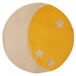 Covor Rotund Catifea Lună și Stele Galben și Bej