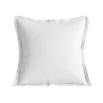 Pernă din bumbac cu tiv decorativ - Albă 40 x 40 cm