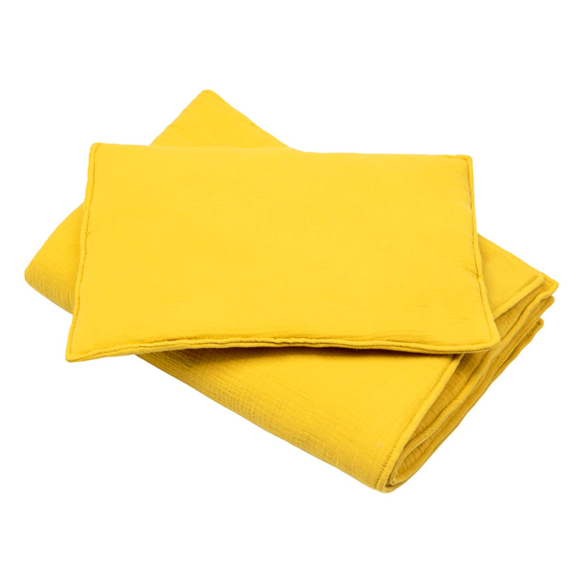 Set muselină păturică și pernă - 95 x 65 cm - Galben