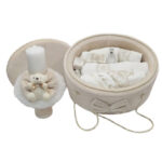 Trusou Botez cu Lumânare - Ursuleț Bej deschis