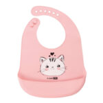 Bavetă reglabilă din silicon cu buzunar colector, FreeON, Cat Pink