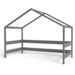 Căsuță din lemn copii în stil scandinav, 169x89x135 cm, YappyKids, YappyHytte House, Antracit