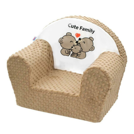 Fotoliu din burete pentru copii, cu husă detașabilă, New Baby, Cute Family, Cappuccino