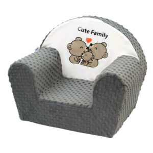 Fotoliu din burete pentru copii, cu husă detașabilă, New Baby, Cute Family, Gri