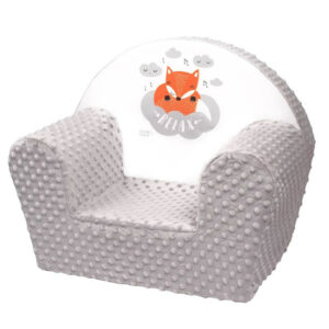 Fotoliu din burete pentru copii cu husă detașabilă, New Baby, Fox, Gri