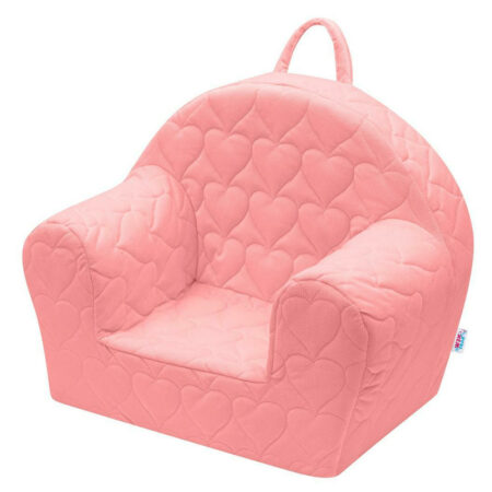 Fotoliu din burete pentru copii cu husă detașabilă, New Baby, Hearts, Pink