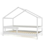 Pat tip căsuță din lemn transformabil în căsuță de joacă, în stil scandinav, 160x80 cm, YappyKids, YappyHytte, Alb