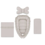Set babynest 4 piese cu păturică, salteluță și pernă, Colecția Royal, MimiNu, Beige