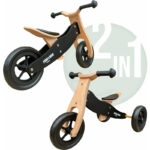 Bicicletă 2 în 1 din lemn, fără pedale, transformabilă în tricicletă fără pedale, Free2Move, Brown Black