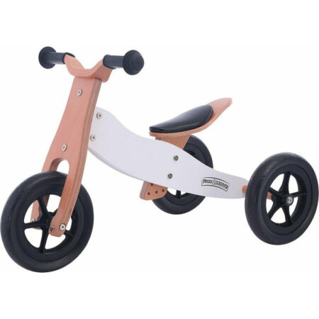 Tricicletă sau bicicletă, fară pedale din lemn, 2 în 1, cu roți ajustabile, funcție de echilibru, 1-3 ani, Free2Move, Maro / Alb