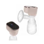 Pompă de sân electrică cu modul de stimulare, aspirare și masaj, cu biberon și suzetă, Bocioland, Clara, Roz