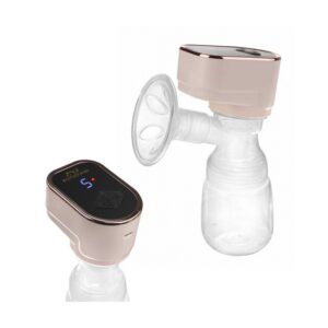 Pompă de sân electrică cu modul de stimulare, aspirare și masaj, cu biberon și suzetă, Bocioland, Clara, Roz