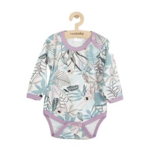 Body bebeluși cu mânecă lungă cu capse, 68 cm, din bumbac, New Baby, Rebel Lilac