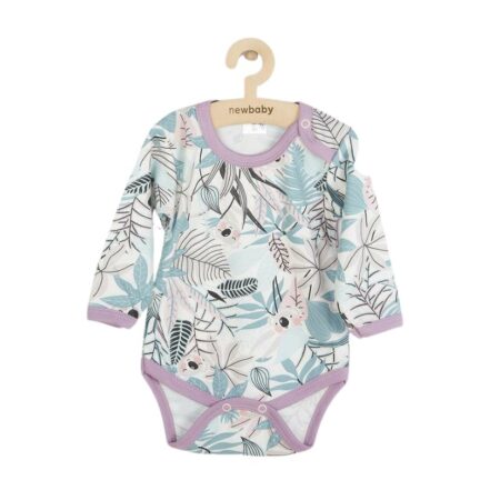 Body bebeluși cu mânecă lungă cu capse, din bumbac, New Baby, Rebel Lilac