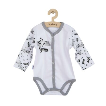 Body bebeluși cu mânecă lungă, 62 cm, din bumbac, New Baby, Music