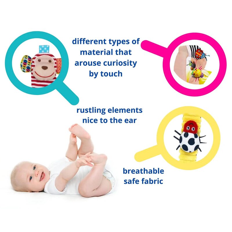 Set de botoșei și brățări cu zornăitoare, Jungle Wrist Rattle and Foot Finder - Image 3