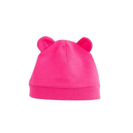 Căciuliță bebeluși cu urechi, 56 cm, din bumbac, New Baby, Dark Pink