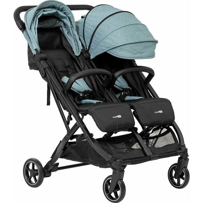 Cărucior gemeni, Spătar reglabil, Pliere compactă, FreeON, Active Twin, Dusty Green - Image 4