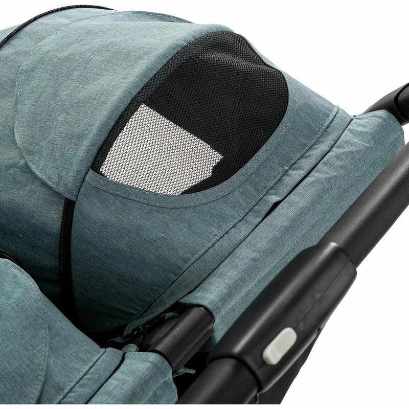 Cărucior gemeni, Spătar reglabil, Pliere compactă, FreeON, Active Twin, Dusty Green - Image 11