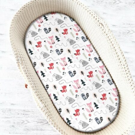 Cearceaf cu elastic, MimiNu, pentru landou, cărucior și coșulet, 80x35 cm, Vulpe