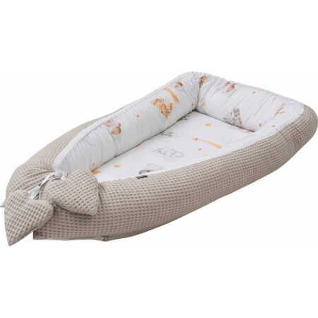Baby Nest reversibil, 95 x 60 x 20 cm, 0 - 4 luni, Bubaba, Sleepy Animals, Bej
