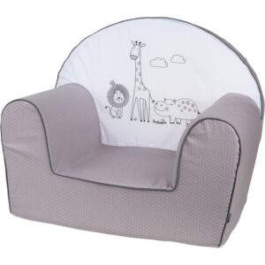 Fotoliu din burete pentru copii cu husă detașabilă, Bubaba, Safari Grey