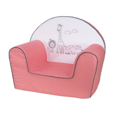 Fotoliu din burete pentru copii cu husă detașabilă, Bubaba, Safari Pink