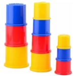Set 10 cupe pentru stivuit, Happy World, Multicolor