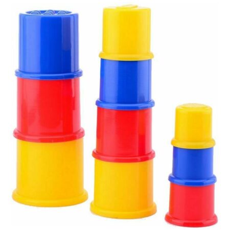 Set 10 cupe pentru stivuit, Happy World, Multicolor