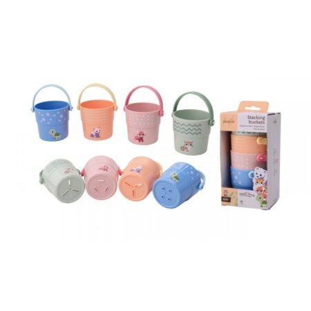 Set 4 găletușe de baie și pentru stivuit, Joueco, Multicolor