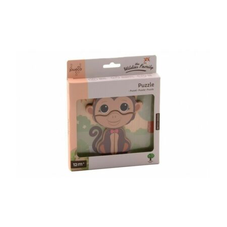 Puzzle, Din lemn, Joueco, Familia Wildies Maimuța, Multicolor