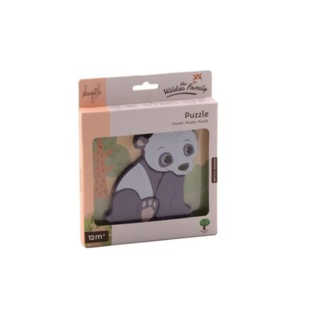 Puzzle, Din lemn, Joueco, Familia Wildies Panda, Multicolor
