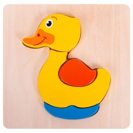 Puzzle, Din lemn, Joueco, Rățușcă Multicolor
