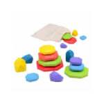 Set 13 pietre curcubeu pentru stivuit din lemn, Joueco, Multicolor