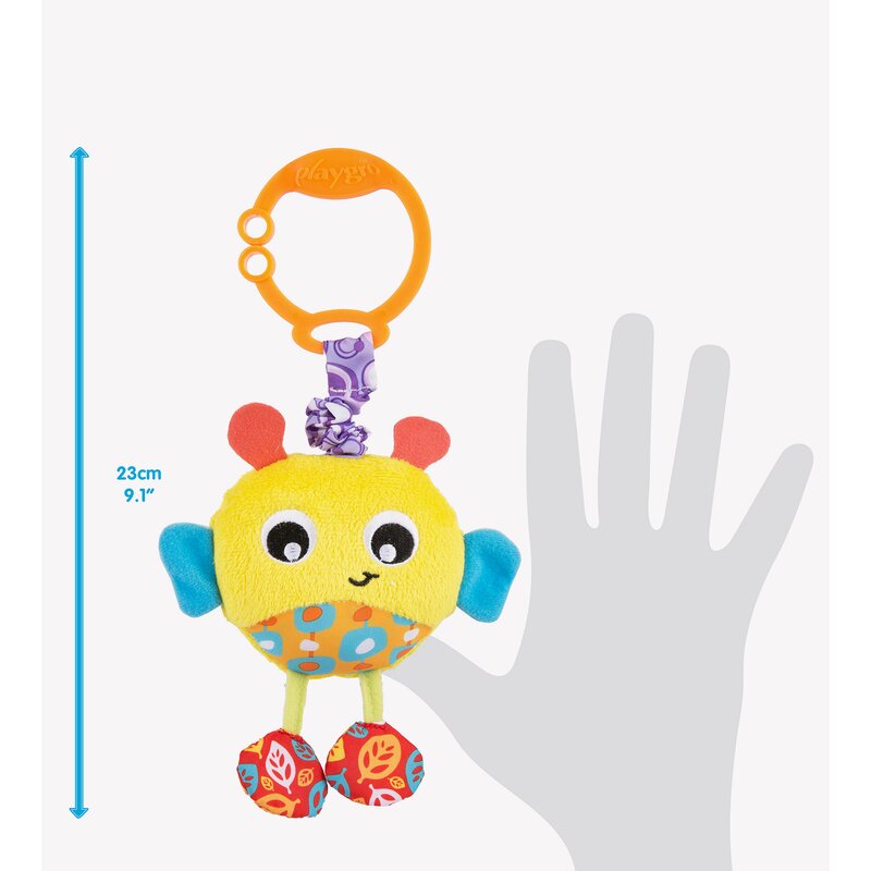 Jucărie cu vibrații pentru cărucior, scoică auto și pătut, Playgro, Wiggling Bertie Bee - Image 4