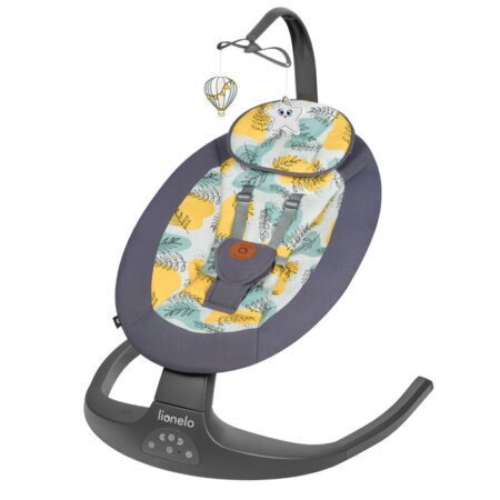 Balansoar electric 2 în 1, telecomandă, balansare laterală, 5 nivele de viteză, 12 melodii, Lionelo, Ralf, Gri