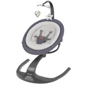 Balansoar electric 2 în 1, rotire 360°, Telecomandă, 2 direcții de balansare, 5 nivele de viteză, 12 melodii, Lionelo, Rina, Gri