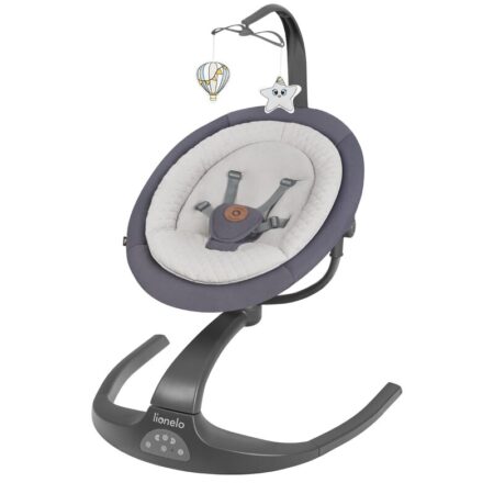 Balansoar electric 2 în 1, rotire 360°, Telecomandă, 2 direcții de balansare, 5 nivele de viteză, 12 melodii, Lionelo, Rina, Gri