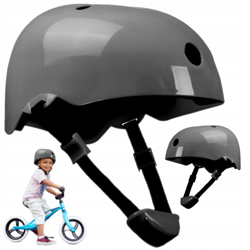 Cască de protecție pentru copii reglabilă din ABS și EPS, mărimea M 50-56 cm, Lionelo, Gri - Image 3