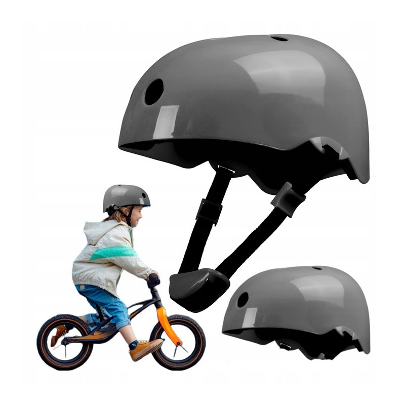 Cască de protecție pentru copii reglabilă din ABS și EPS, mărimea M 50-56 cm, Lionelo, Gri - Image 9