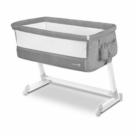 Pătuț co-sleeper 2 în 1 reglabil pe înălțime, Lionelo, Theo, Grey