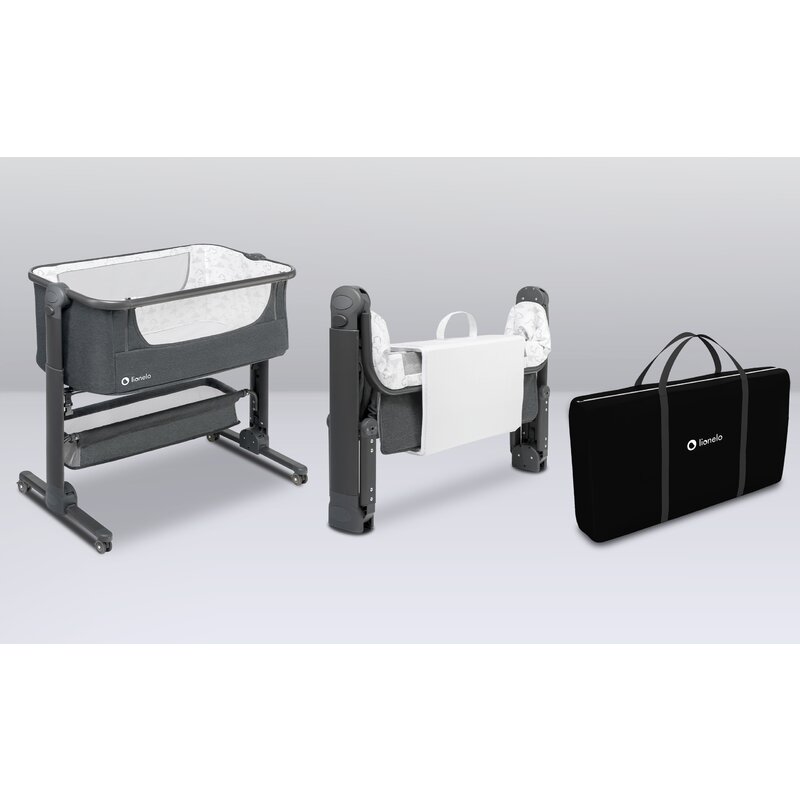 Pătuț co-sleeper pliabil, reglabil pe înălțime, Lionelo, Timon, Gri - Image 18